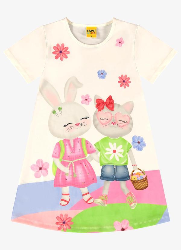 Rovi Kids - Vestido Infantil Coelhinhos Bege 5