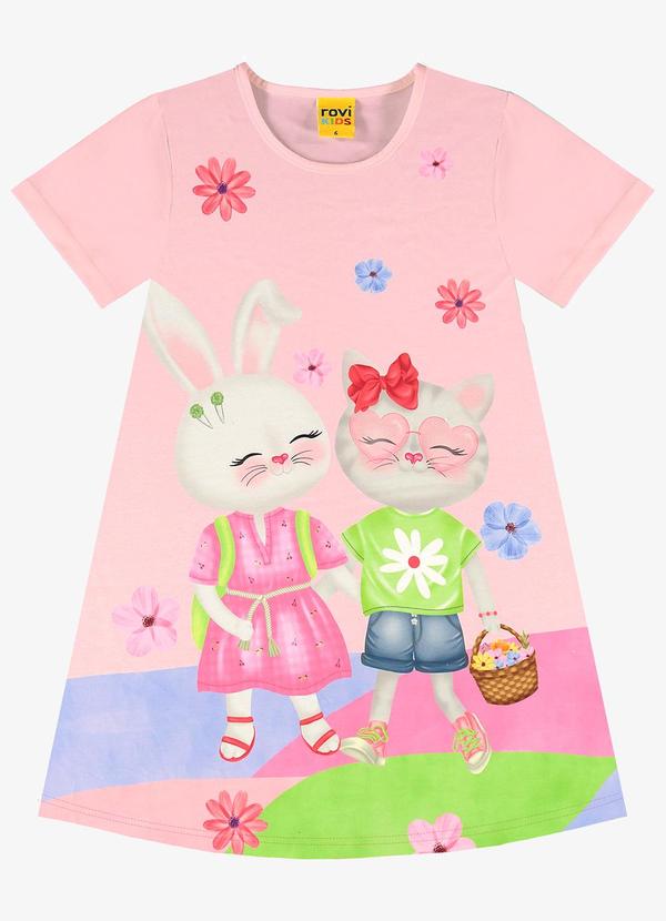Rovi Kids - Vestido Infantil Coelhinhos Rosa