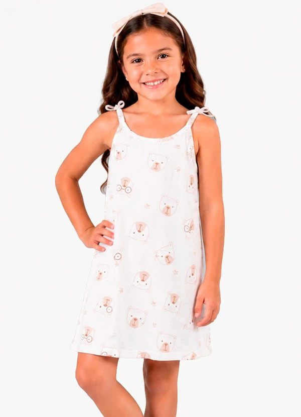 Select - Vestido Infantil com Alça Branco