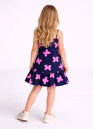 Select - Vestido Infantil com Alças e Babado Azul - SELECT