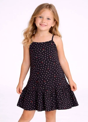 Select - Vestido Infantil com Alças e Babado Azul - SELECT
