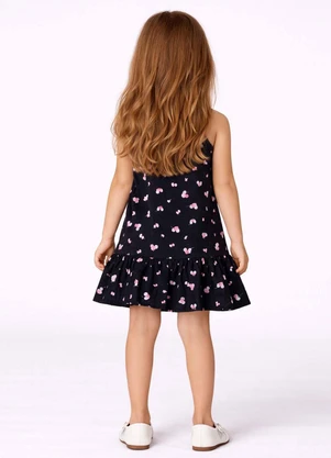 Select - Vestido Infantil com Alças e Babado Preto - SELECT