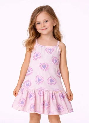 Select - Vestido Infantil com Alças e Babado Rosa - SELECT