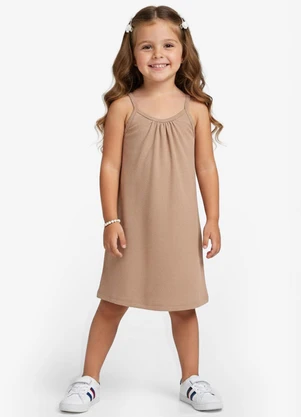 Select - Vestido Infantil com Alças Marrom - SELECT
