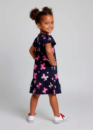 Select - Vestido Infantil com Babado Franzido Azul - SELECT