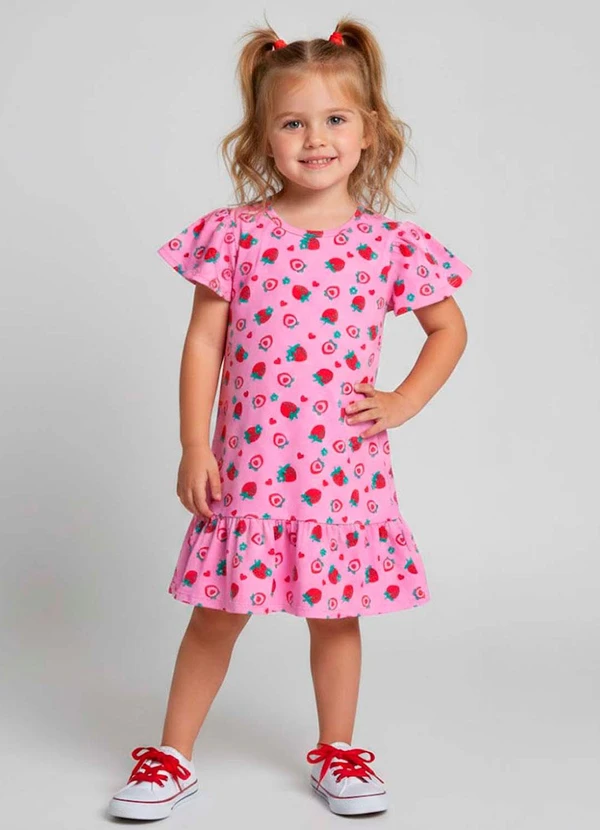 Select - Vestido Infantil com Babado Franzido Vermelho