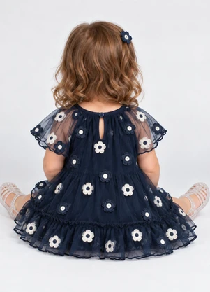 Trick Nick - Vestido Infantil com Babados Azul - TRICK NICK