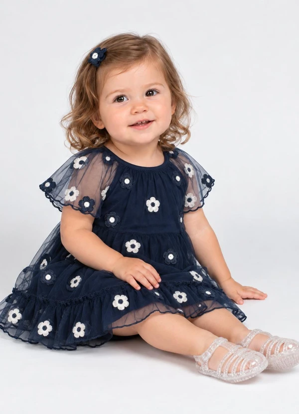Trick Nick - Vestido Infantil com Babados Azul