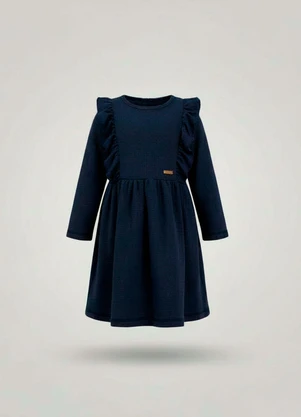 Duduka - Vestido Infantil com Babados Azul - DUDUKA