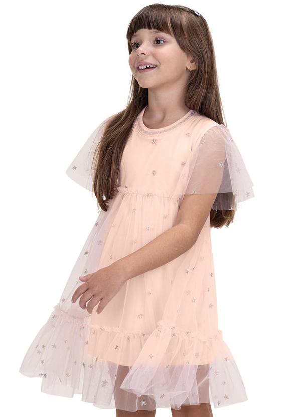 Trick Nick - Vestido Infantil com Babados de Tule Rosa