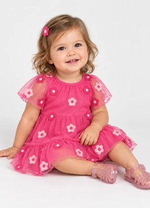 Trick Nick - Vestido Infantil com Babados Rosa - TRICK NICK