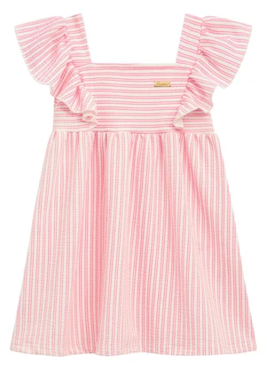 Duduka - Vestido Infantil com Babados Rosa - DUDUKA