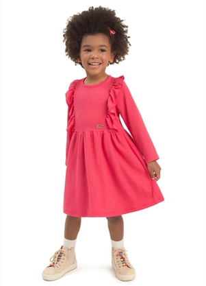 Duduka - Vestido Infantil com Babados Rosa - DUDUKA