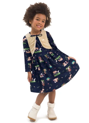 Duduka - Vestido Infantil com Bolero Azul - DUDUKA