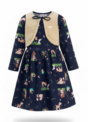 Duduka - Vestido Infantil com Bolero Azul - DUDUKA