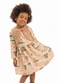 Duduka - Vestido Infantil Manga Longa Rosa - variação: Bege