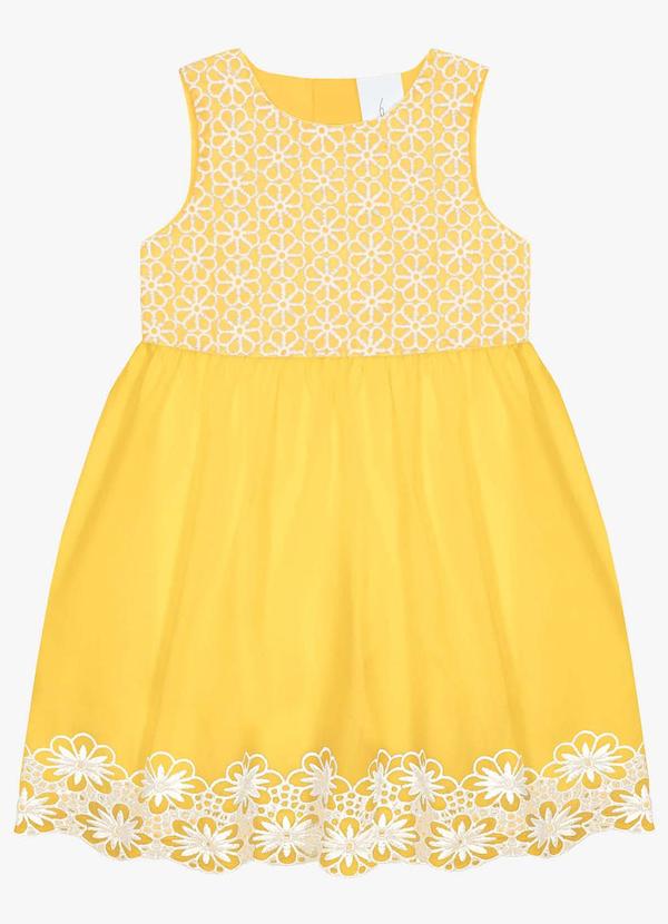 Trick Nick - Vestido Infantil com Bordado Amarelo