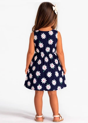 Select - Vestido Infantil com Cintura Franzida Azul - SELECT