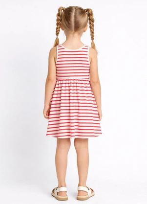 Select - Vestido Infantil com Cintura Franzida Vermelho - SELECT