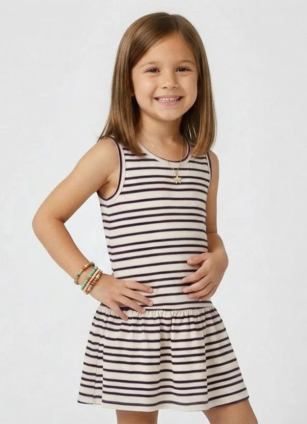 Select - Vestido Infantil com Decote nas Costas Azul