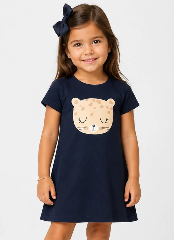 Select - Vestido Infantil com Estampa Azul