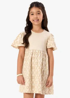 Rovi Kids - Vestido Infantil com Estampa Bege - ROVI KIDS