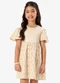 Rovi Kids - Vestido Infantil com Estampa Rosa - variação: Bege