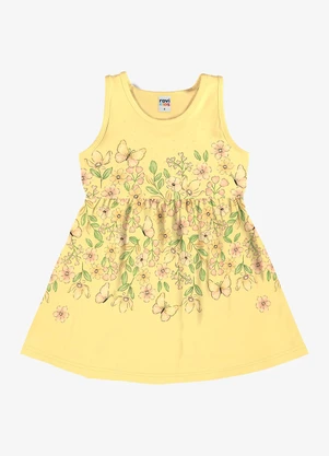 Rovi Kids - Vestido Infantil com Estampa Floral Amarelo - ROVI KIDS