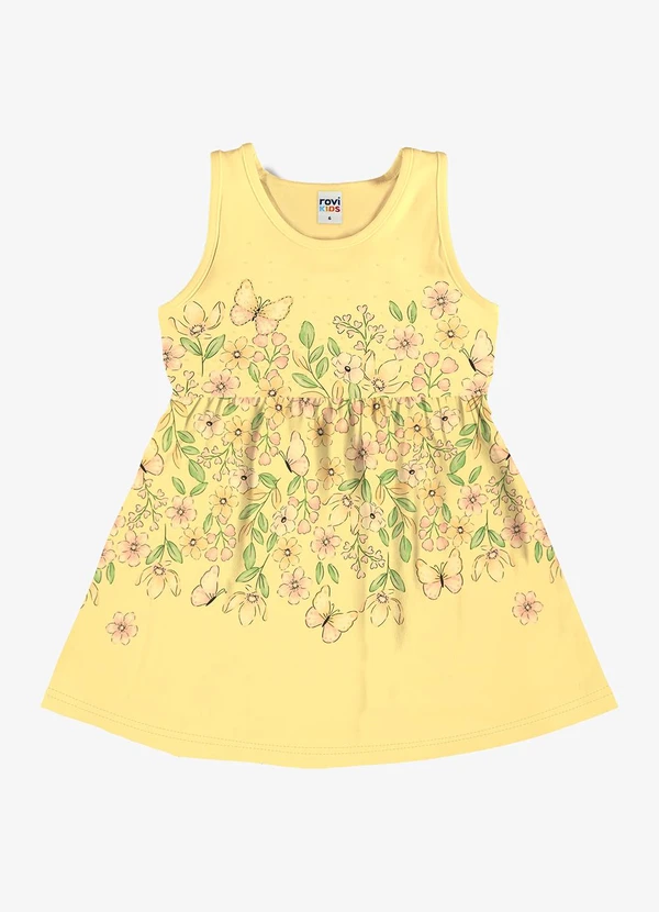 Rovi Kids - Vestido Infantil com Estampa Floral Amarelo