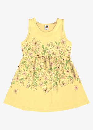 Rovi Kids - Vestido Infantil com Estampa Floral Amarelo - ROVI KIDS
