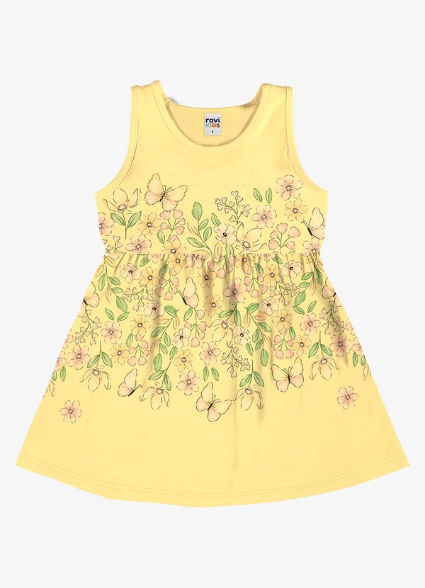 Rovi Kids - Vestido Infantil com Estampa Floral Amarelo
