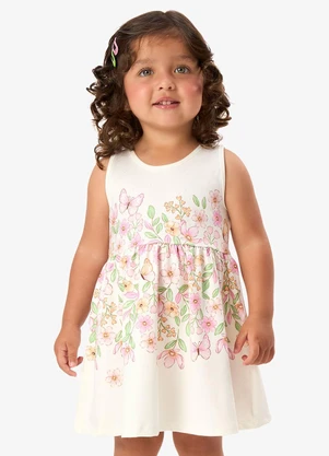 Rovi Kids - Vestido Infantil com Estampa Floral Bege - ROVI KIDS