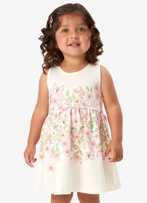 Rovi Kids - Vestido Infantil com Estampa Floral Bege - ROVI KIDS