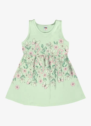 Rovi Kids - Vestido Infantil com Estampa Floral Verde - ROVI KIDS