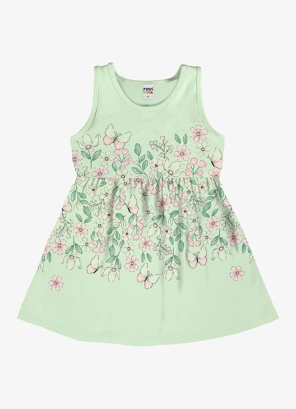 Rovi Kids - Vestido Infantil com Estampa Floral Verde