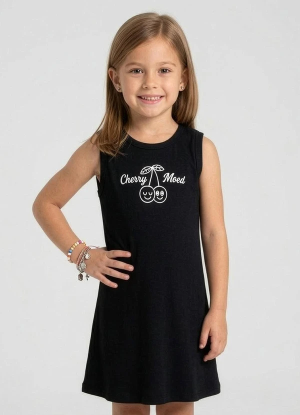 Select - Vestido Infantil com Estampa Localizada Preto