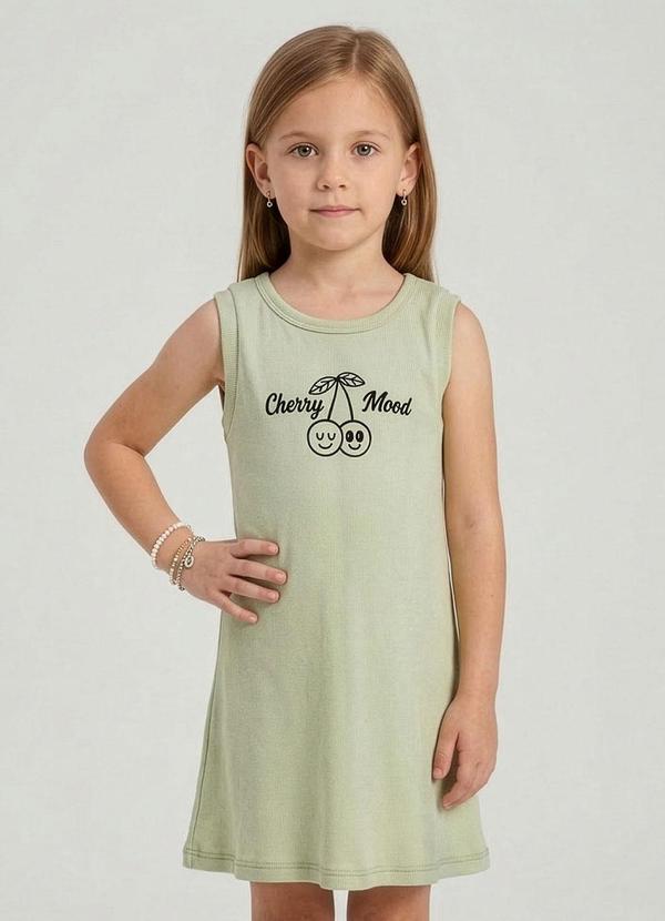 Select - Vestido Infantil com Estampa Localizada Verde