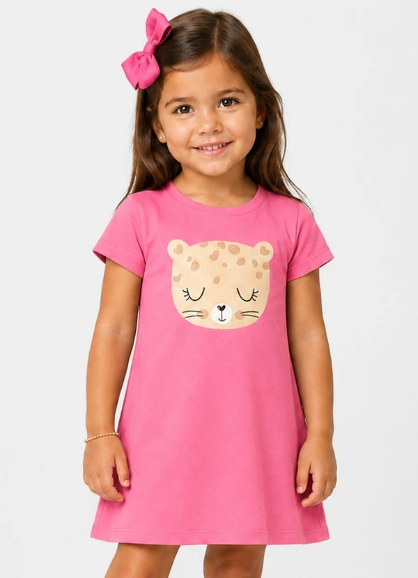 Select - Vestido Infantil com Estampa Rosa
