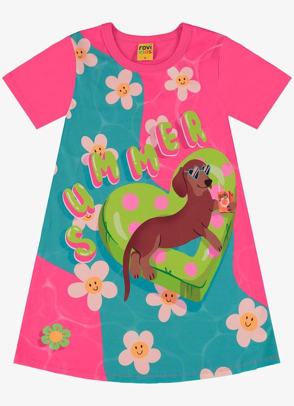 Rovi Kids - Vestido Infantil com Estampa Rosa 1