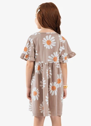 Rovitex - Vestido Infantil com Estampando Flores Bege - ROVITEX