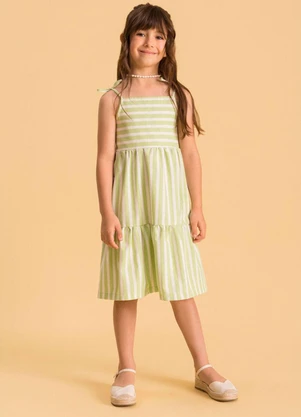 Bugbee - Vestido Infantil com Fio Desfribrado Verde - BUGBEE