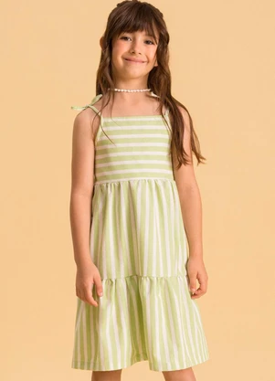 Bugbee - Vestido Infantil com Fio Desfribrado Verde - BUGBEE