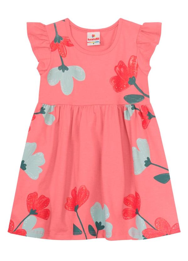 Brandili - Vestido Infantil com Flores e Glitter Rosa