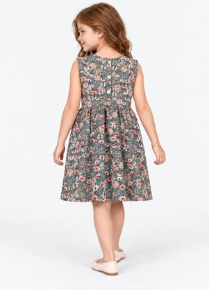Trick Nick - Vestido Infantil com Flores Verde - TRICK NICK