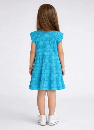Select - Vestido Infantil com Franzido na Manga Azul - SELECT