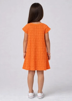 Select - Vestido Infantil com Franzido na Manga Laranja - SELECT