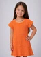 Select - Vestido Infantil com Franzido na Manga Verde - variação: Laranja