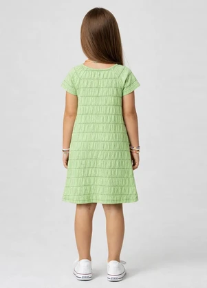 Select - Vestido Infantil com Franzido na Manga Verde - SELECT