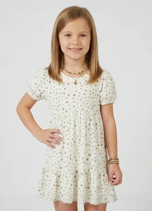 Select - Vestido Infantil com Franzido na Saia Bege - SELECT