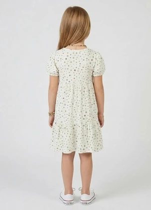 Select - Vestido Infantil com Franzido na Saia Bege - SELECT
